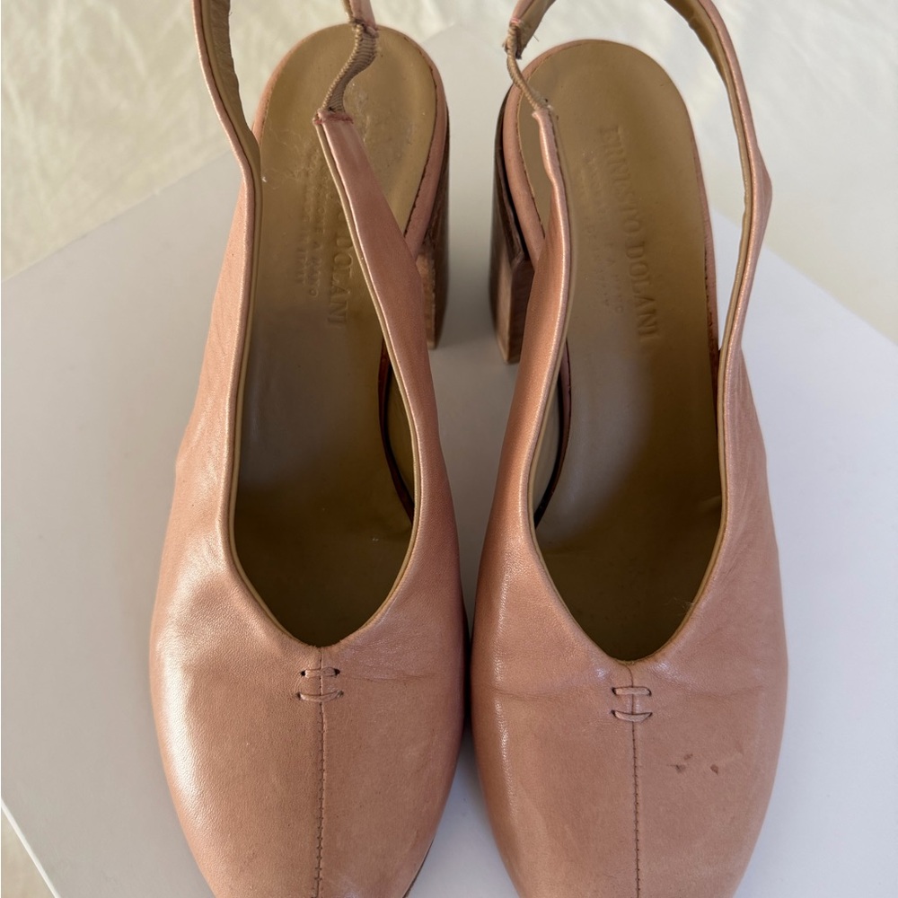 Elegant Leather Pink Slingback Heels